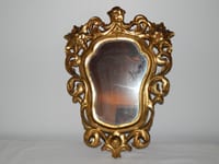 ANCIEN Grand MIROIR en Bois Doré à Décor Floral
