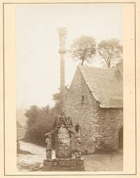 PHOTOGRAPHIE SÉPIA fin XIXe siècle CALVAIRE DU SAINT-ESPRIT DINAN LÉHON BRETAGNE