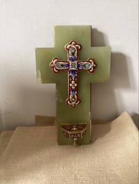 Bénitier en émaux cloisonnés XIXème