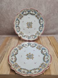 Paire d’assiettes anciennes Alfred Renoleau Angoulême signées, faïence, 21 cm