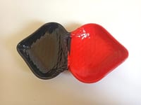 Double coupelles céramique rouge noire Années 50
