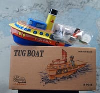 Bateau vapeur pop-pop steam Boat boot tôle lithographiée TUG BOAT remorqueur