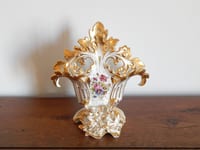 ANCIEN VASE de MARIAGE en PORCELAINE de PARIS à Décor FLORAL