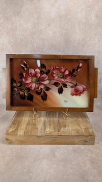 Plateau vintage peint main – signé Mim