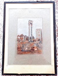 tableau pastel scène Arles signé a voir début 20ème