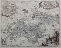 CARTE CHASSERESSE ET MYHTOLOGIQUE DE BROCÉLIANDE Daniel Derveaux 1948 Paimpont