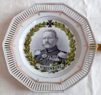ASSIETTE ALLEMAGNE 1914/1918 WWI CROIX DE FER MARÉCHAL HINDENBURG PORCELAINE