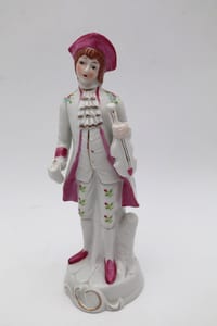 Biscuit de porcelaine – Gentilhomme musicien au violon – Figurine vintage