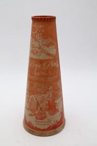 Titre : Bouteille cône lait carton ancienne Lone Pine Farms - publicité US