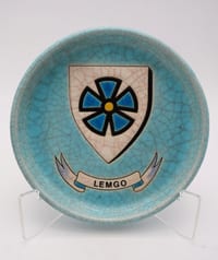 coupelle faïence émaux Longwy Récollets blason Lemgo Allemagne bleu turquoise