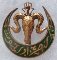insigne Commando V36 7° RTA Régiment Tirailleurs Algériens ORIGINAL "7" rouge"