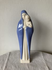 Grande vierge à l’enfant, faïence de Desvres de Charles Henne, Art Deco