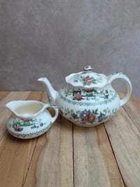Ensemble théière et pot à lait vintage Crown Ducal Chinese Garden – Angleterre