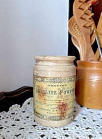 Ancien pot d'apothicaire - grès vernissé  « Seidlitz Powders »  Indiana US