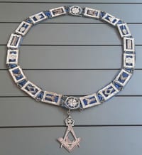Collier Maçonnique USA ancien Franc Maçon Sautoir Chaine Bijou argent ORIGINAL