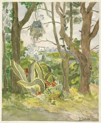 JOSEPH COUTURE (1890-1965) AQUARELLE ORIGINALE SIGNÉE PAYSAGE DE FORÊT