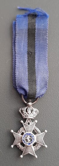WW1 Médaille Miniature Croix Chevalier Ordre Leopold II Belgique argent ORIGINAL