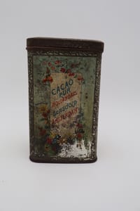 Ancienne boîte en tôle lithographiée Cacao Pur Hollandais Bensdorp Amsterdam
