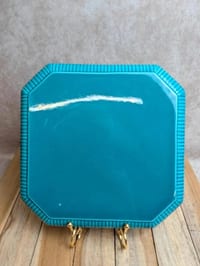 Dessous de plat vintage en céramique émaillée turquoise