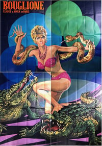 Affiche géante cirque Bouglione pin Up Marcello crocodile Colizzi 200X280