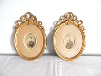 2 ANCIENS Cadres à photos en BOIS Décor Noeud Style LOUIS XVI