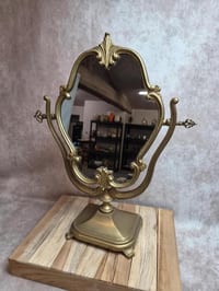Grand miroir psyché de table en laiton – style Louis Xv rococo – vintage