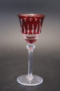 Verre cristal doublé overlay Saint-Louis modèle Tommy rouge rubis 16,5 cm