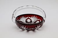 Vide-poche panier en cristal de Bohême rouge taillé – Vintage vers 1960