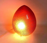 Lampe forme oeuf verre bullé Années 70 Hauteur 23,6 cm