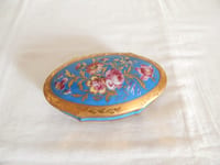 ANCIENNE Boîte Coffret en PORCELAINE de LIMOGES Décor Floral Signée