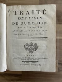 Traité Des Fiefs De Dumoulin