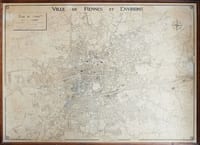CARTE LEMAY 1958 VILLE DE RENNES ET ENVIRONS Bretagne Grand format sur châssis