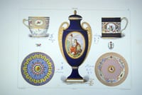 Chromolitographie gravure polychrome print Porcelaine de Sevres Garnier 1890