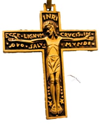 Crucifix religieux moderniste bronze croix pectorale Art Déco