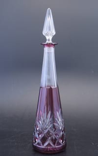 Carafe cristal taillé Saint-Louis Massenet overlay améthyste rare coloris  32cm