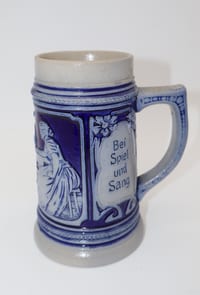 Chope à bière allemande en grès bleu – 0,5 L – Made in Germany