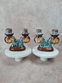 Paire de bougeoirs en céramique signée Vallauris – style 60s