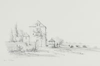 Dessin original milieu XIXe, Bords de Loire, Maison à Oudon, Loire-Atlantique