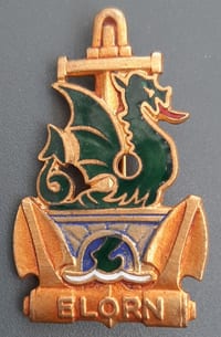 Insigne ELORN Dragon 1950s Marine époque Indochine ORIGINAL BADGE SUP