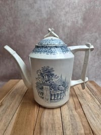 Théière Terre de fer Creil et Montereau Khiva décor bleu Xixe – rare