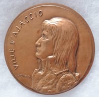 Médaille Bronze VILLE D'AJACCIO CORSE NAPOLEON BONAPARTE COURBIER FRENCH MEDAL