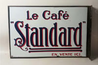 Plaque émaillée double face Le Café Standard Années 30 Format 50,5 x 33 cm