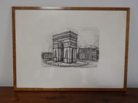ANCIENNE LITHOGRAPHIE  " L'Arc de Triomphe PARIS "  BERNARD BUFFET  Encadrée