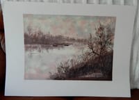 LITHOGRAPHIE ORIGINALE  " Paysage Rivière " Signée PIERRE MAS Numérotée 24/225