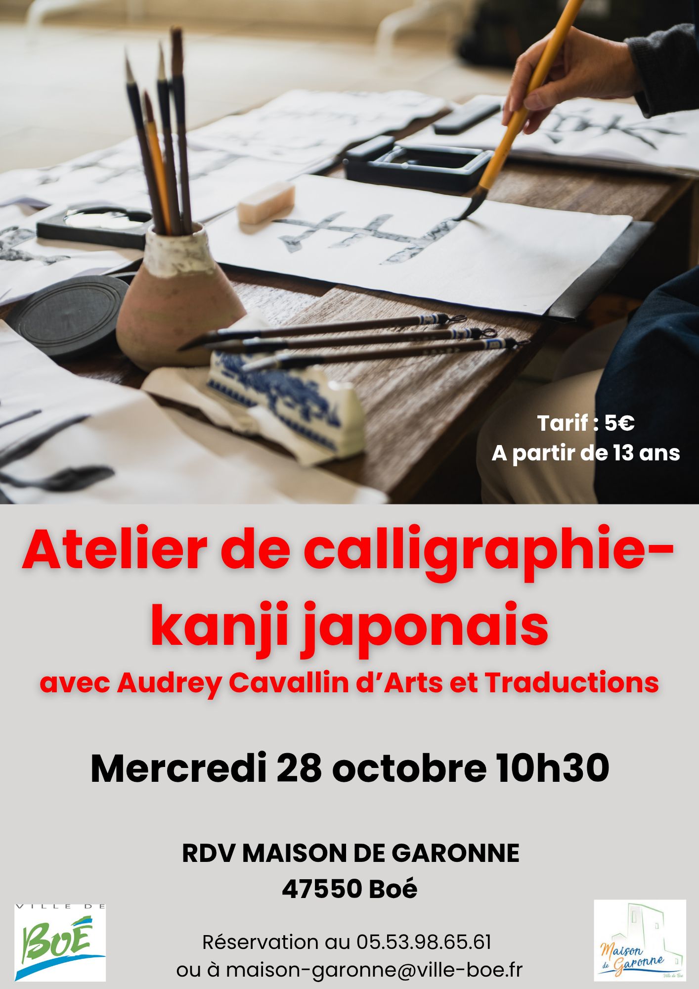 Atelier de calligraphie-kanji japonais – public ado et adultes