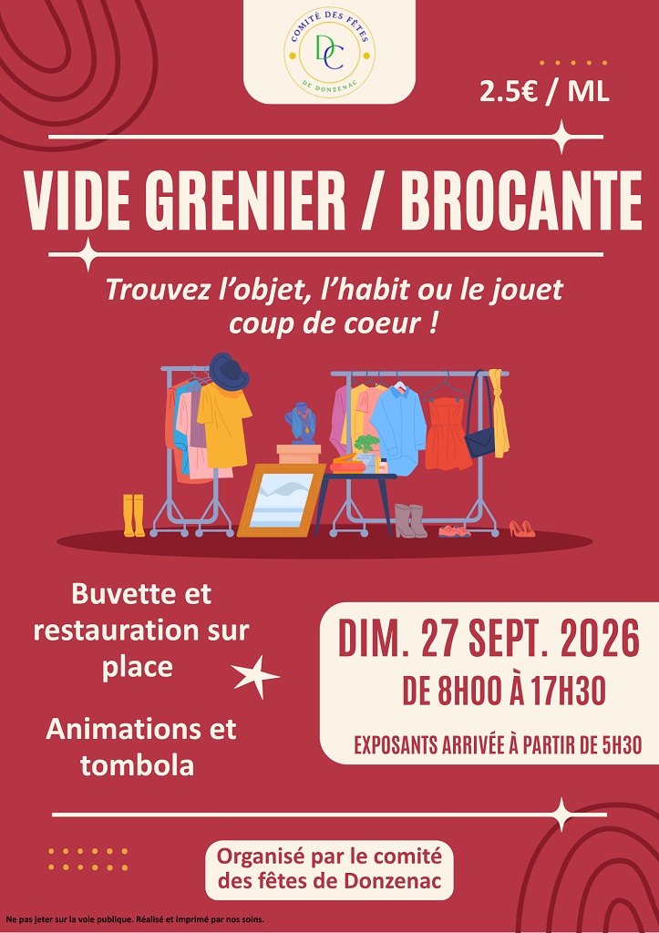 Vide grenier, brocante à Donzenac
