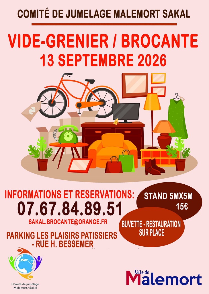 Vide-greniers - brocante du Comité de Jumelage Malemort-Sakal