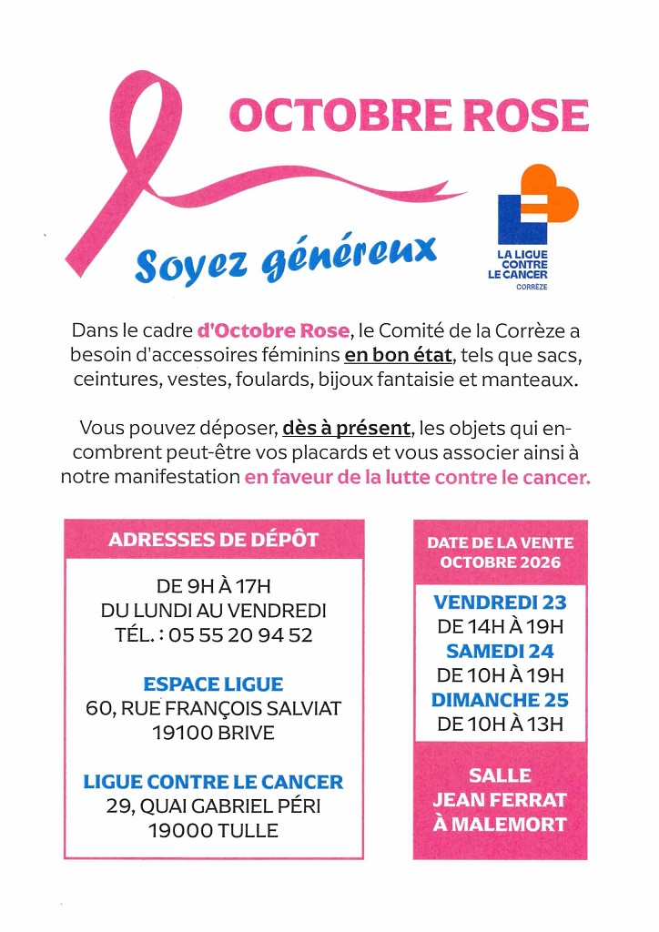 Octobre Rose : vente de sacs et accessoires