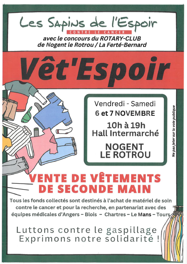 Sapins de l’Espoir I Vente solidaire de vêtements de seconde main